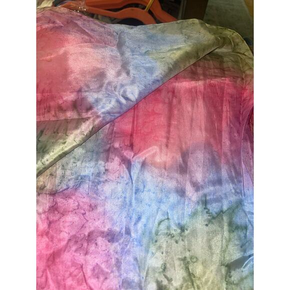 Rectangular Multi-color Silk Scarf Babushka Neck Wrap - Picture 4 of 4